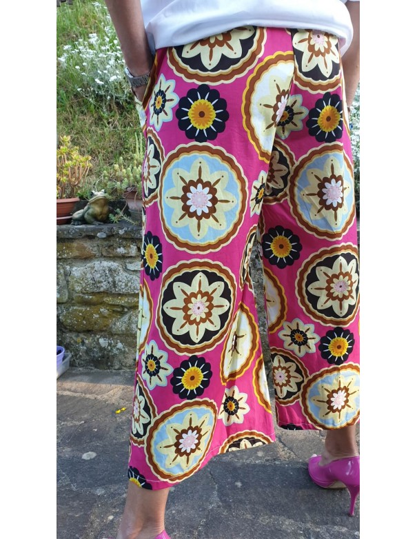 Pantalone Donna Largo Fantasia Fucsia