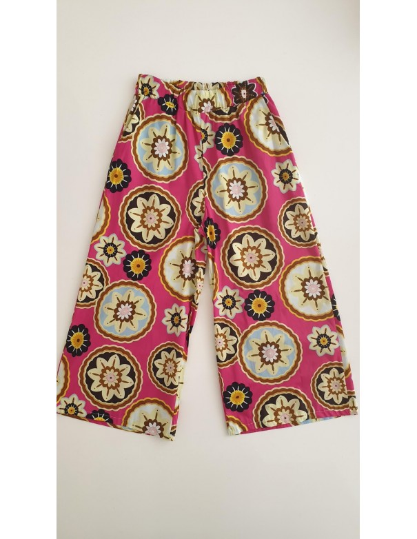 Pantalone Donna Largo Fantasia Fucsia