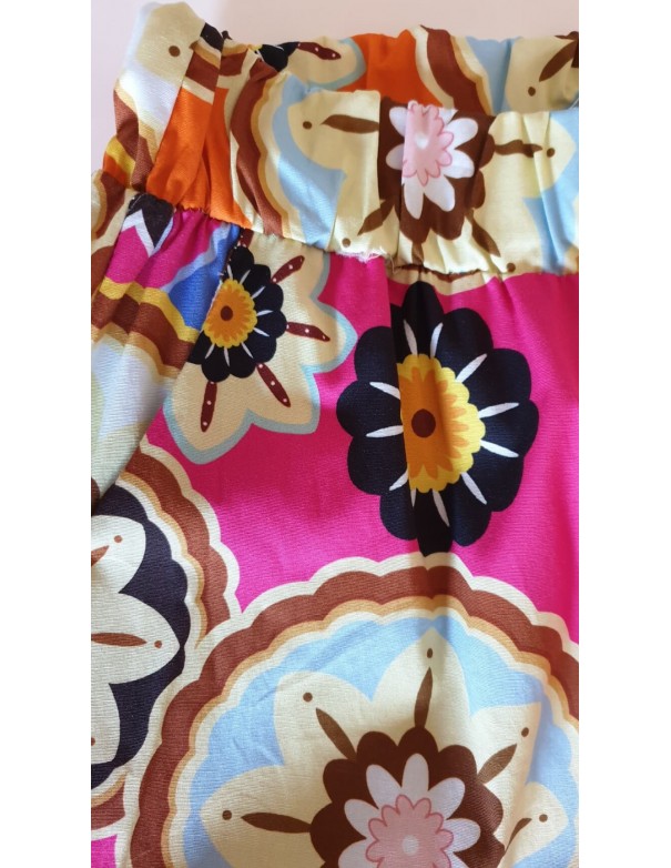 Pantalone Donna Largo Fantasia Fucsia