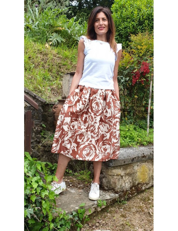 Gonna Fantasia Marrone Beige