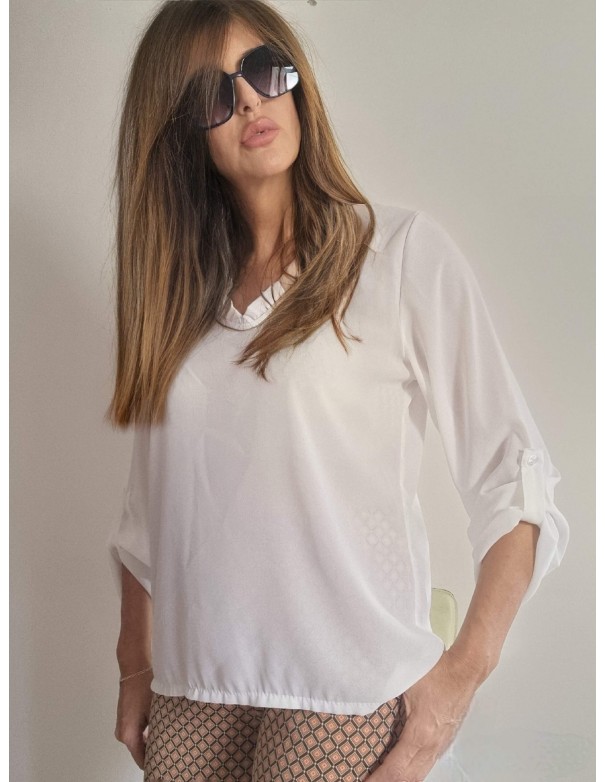 Camicia  Bianca Manica Lunga