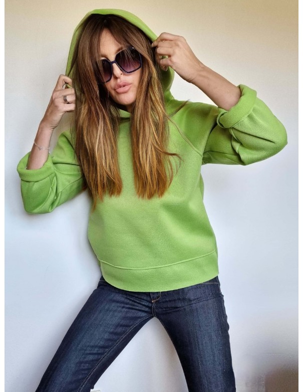 Maglia Felpa Verde Acido con Cappuccio