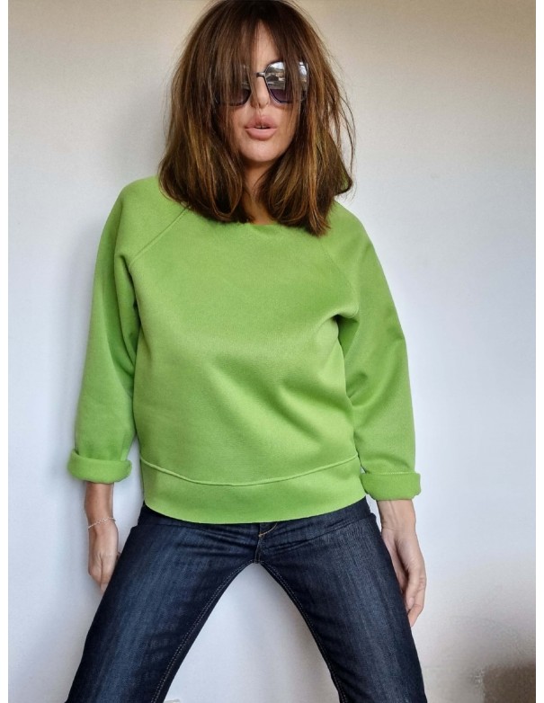 Maglia Felpa Verde Acido con Cappuccio
