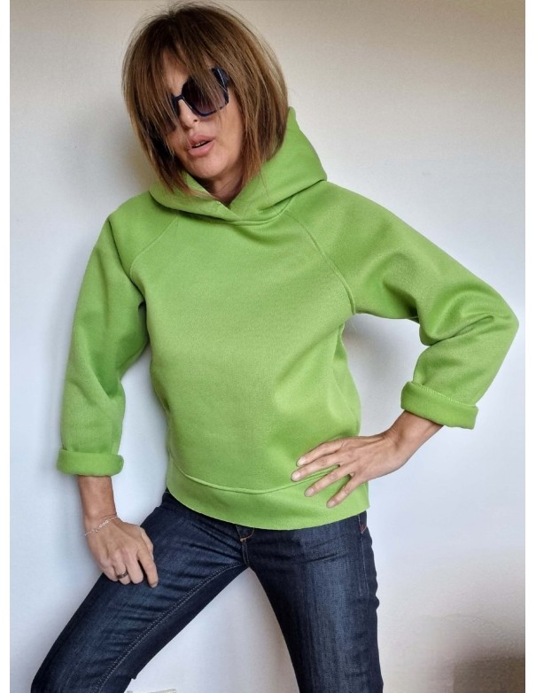 Maglia Felpa Verde Acido con Cappuccio