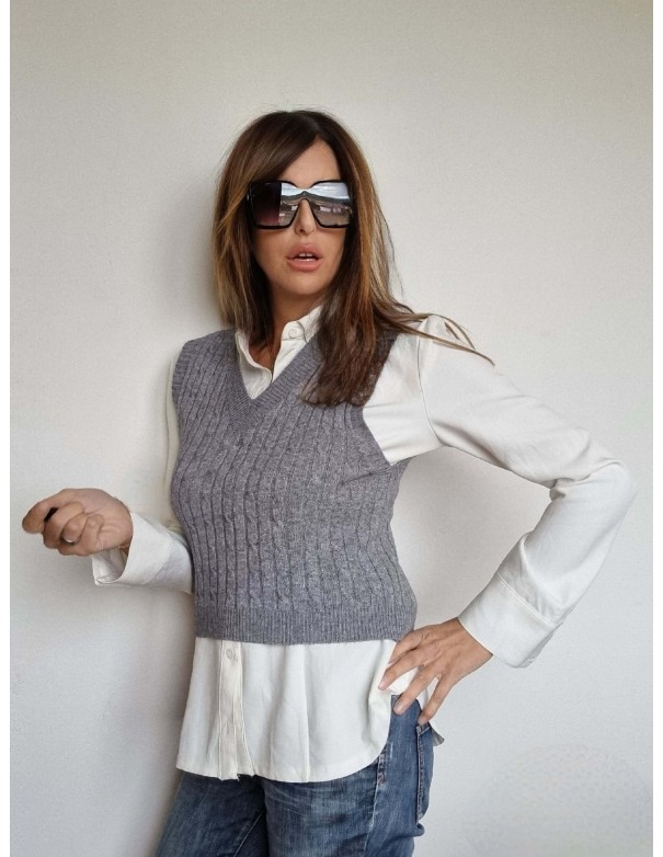 Gilet Avvitato Grigio