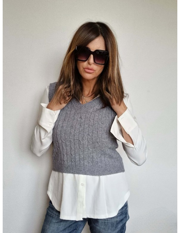 Gilet Avvitato Grigio