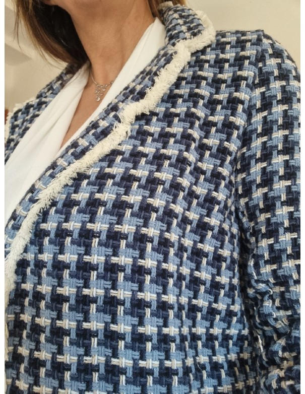 Giacca Quadretti Blu Bianco