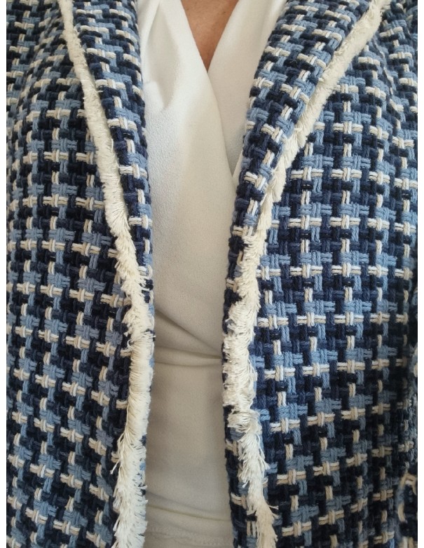 Giacca Quadretti Blu Bianco