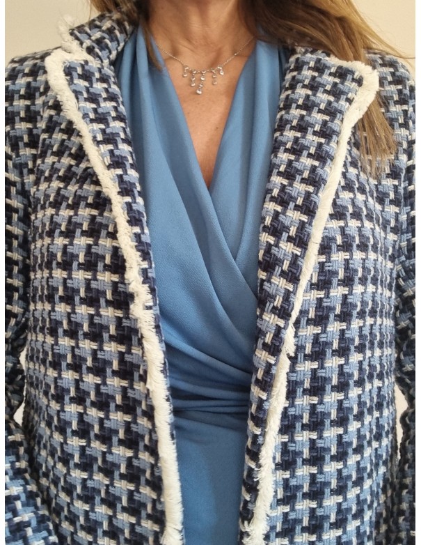 Giacca Quadretti Blu Bianco