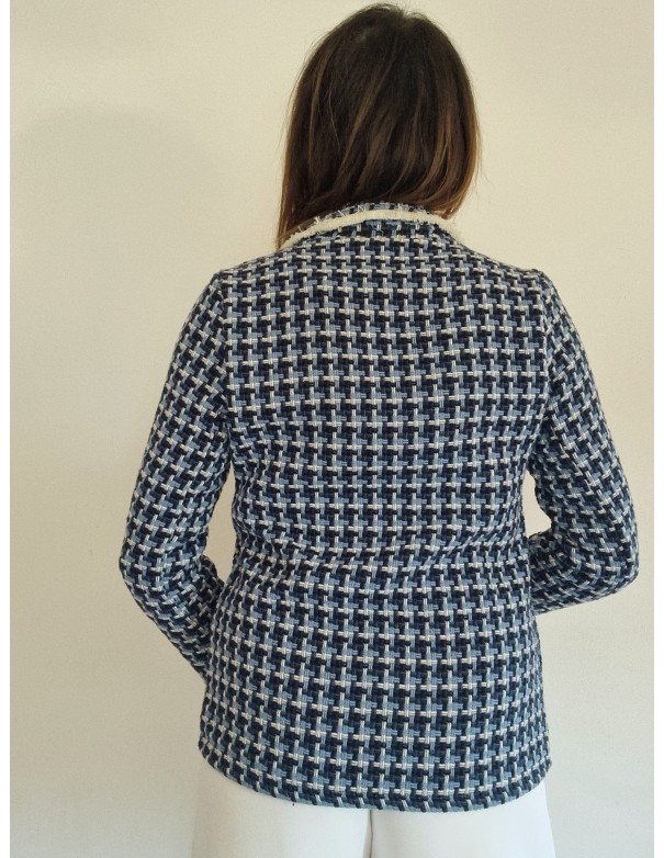 Giacca Quadretti Blu Bianco