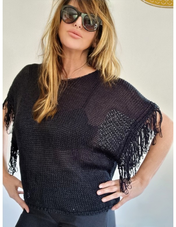 Maglia Nera con Frange