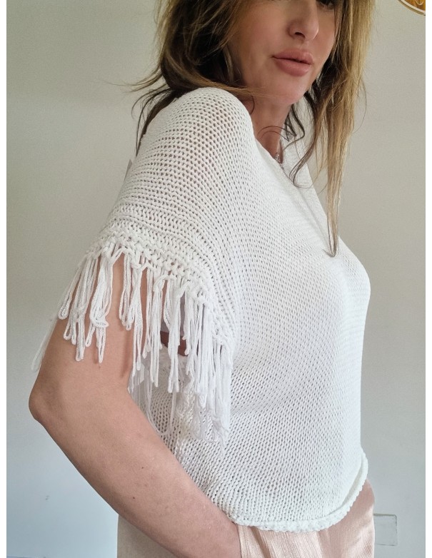 Maglia Bianca con Frange