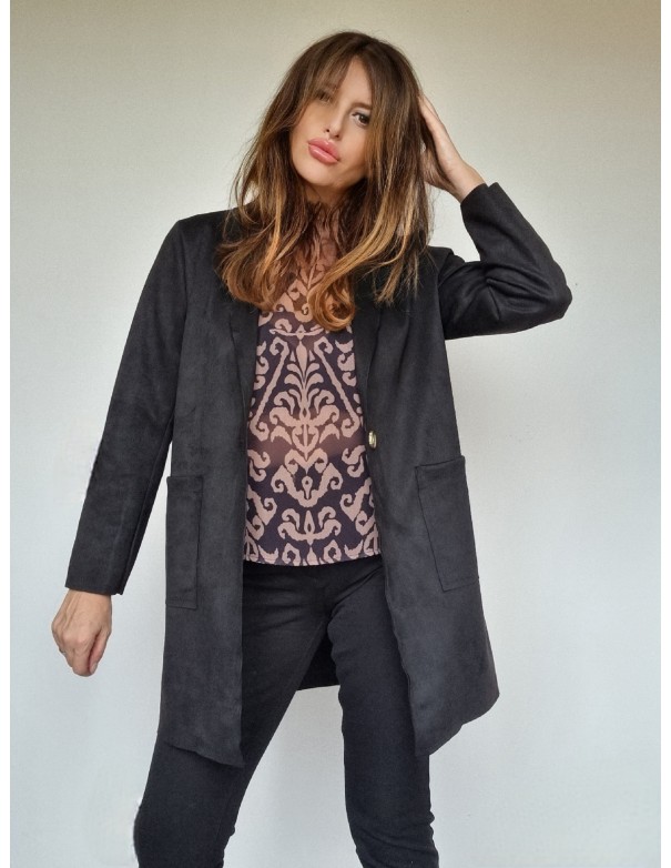 Camicia  Fantasia Nera e Color Cipria