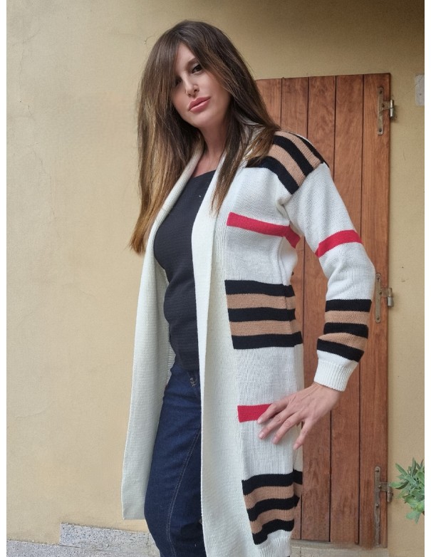 Maglia Donna Rigata Bianca