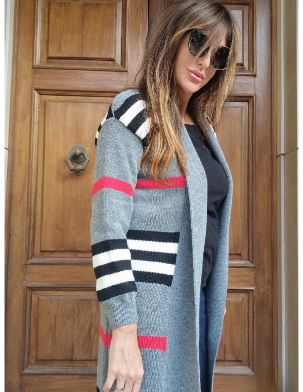 Maglia Rigata Grigia