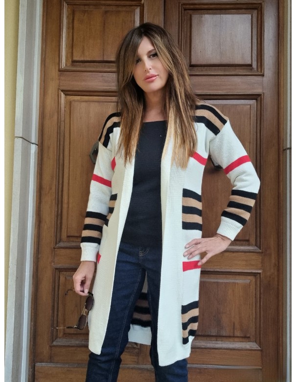Maglia Donna Rigata Beige