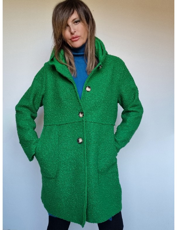 Cappotto Donna Verde con Cappuccio