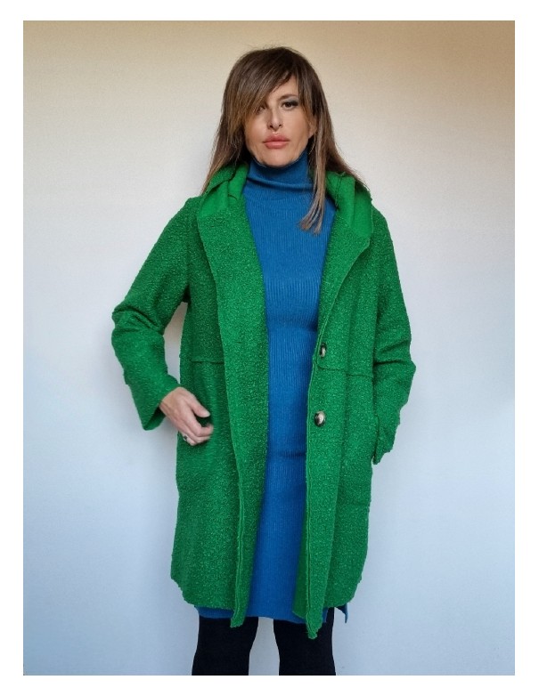Cappotto Donna Verde con Cappuccio