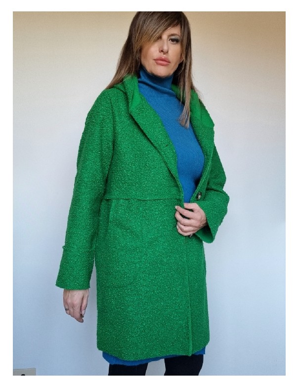 Cappotto Donna Verde con Cappuccio