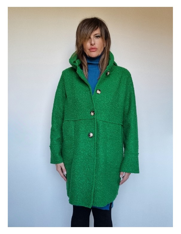 Cappotto Donna Verde con Cappuccio