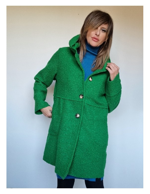 Cappotto Donna Verde con Cappuccio