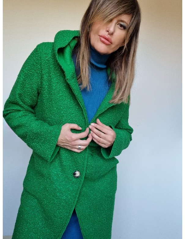 Cappotto Donna Verde con Cappuccio