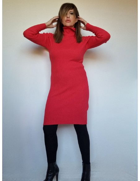 Abito Rosso Corallo Maglia Morbida