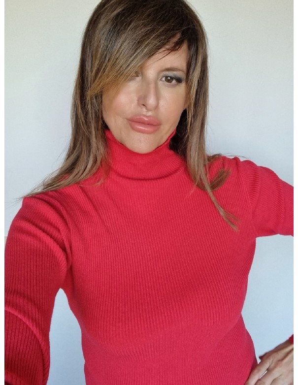 Abito Rosso Corallo Maglia Morbida