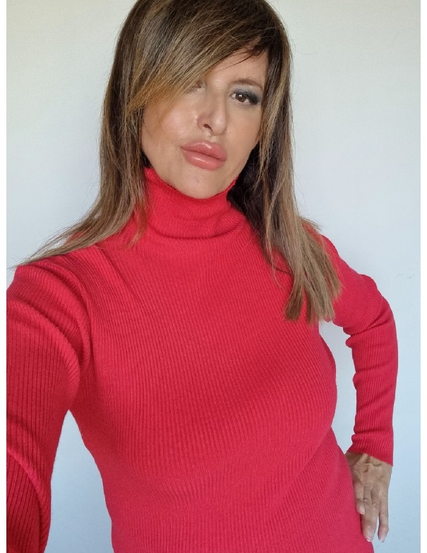 Abito Rosso Corallo Maglia Morbida