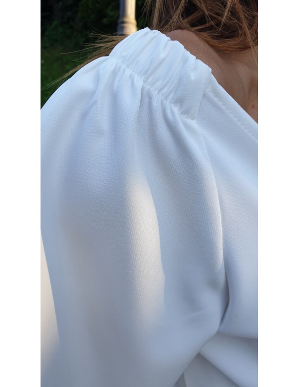 Vestito Incrociato Beige Bianco